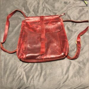 Duluth Trading Co. Red Leather Convertible Backpack